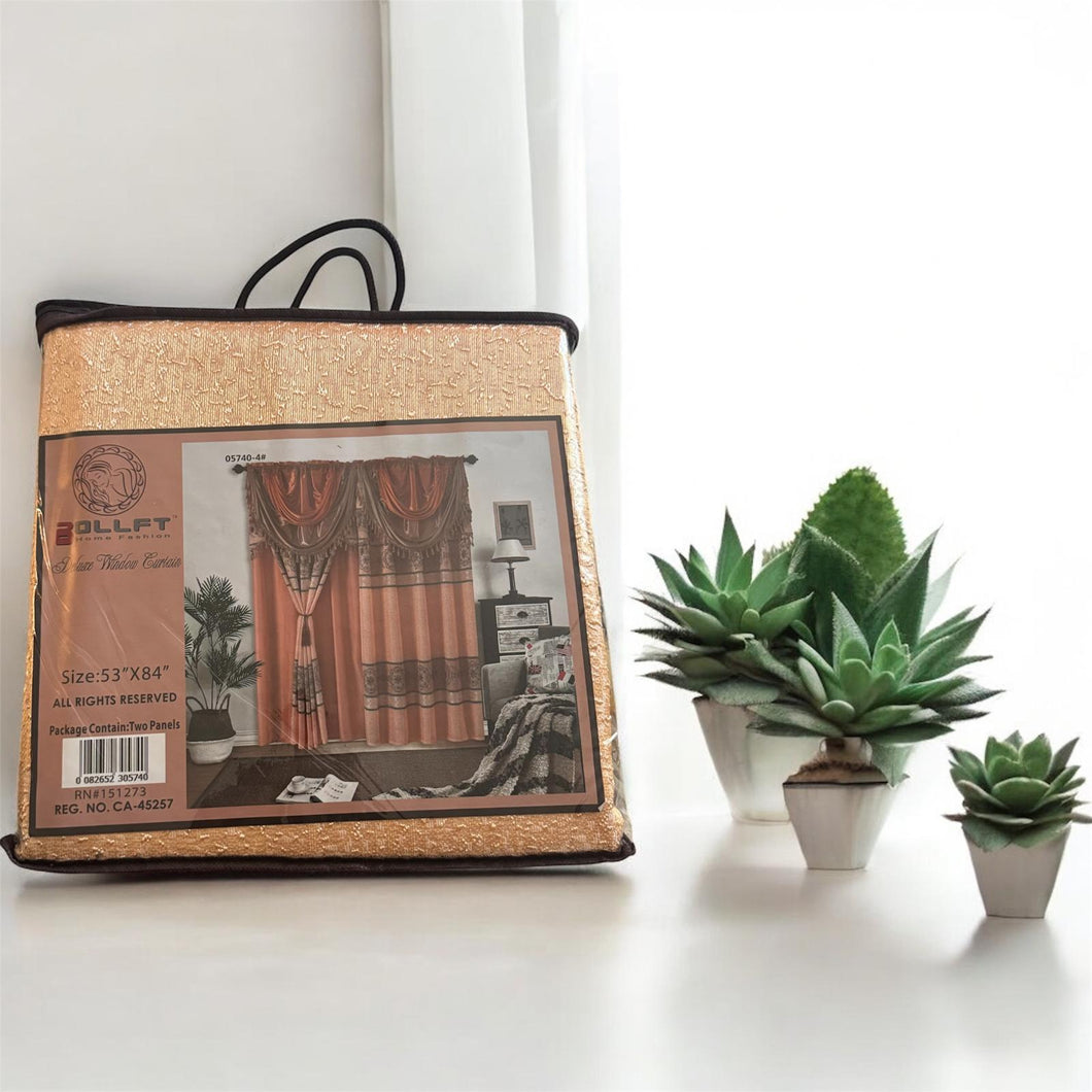 Rido sa a se yon *set 2 panèl drapo dekoratif* ki make *BOLLFIT Elegant Window Curtain*, ak dimansyon *53” x 84” chak panèl*.